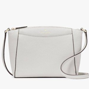 New Kate Spade Monica Pebbled Leather Crossbody Quill Grey